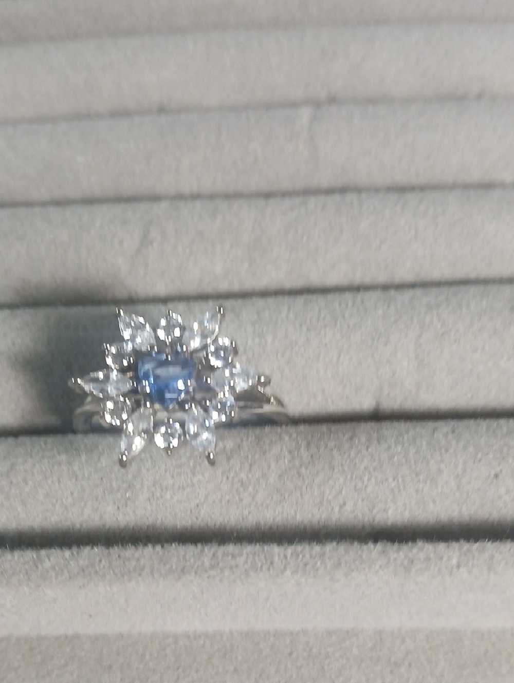 Blue Topaz Halo Flower Cocktail Ring in Stweling Silver
